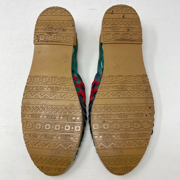 Punto & Coma Colorful Leather Huaraches Size MX 5 US 7.5 Women Sandals - Picture 8 of 10
